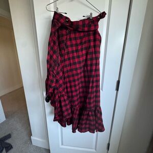 Kiel James Patrick Red and Black Asymmetrical Skirt